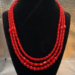 Jay King Mine Finds Multi-Strand Red Coral Nexklace.